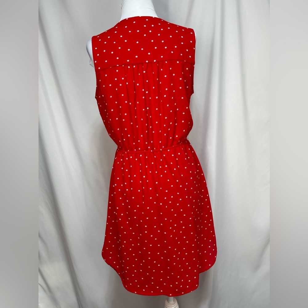 Monteau Los Angeles red polka dot sleeveless V-neck mini dress size M - Picture 8 of 16